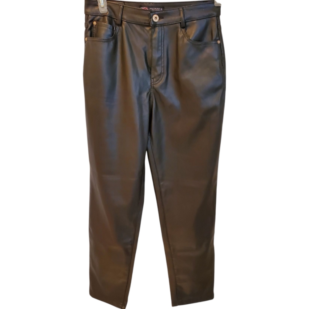 Zara Faux Leather Black Jeans  Classic  Sz 6